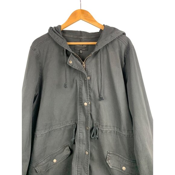 Lucky Brand XL Gray Hooded Jacket With Snap Closures & Pockets - Picture 3 of 6